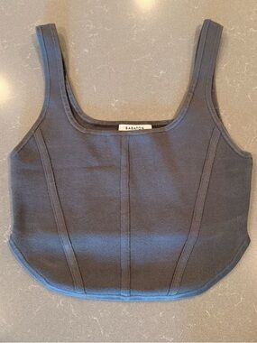 Aritzia Babaton Charcoal Sculpt Knit Square-Neck Crop Tank